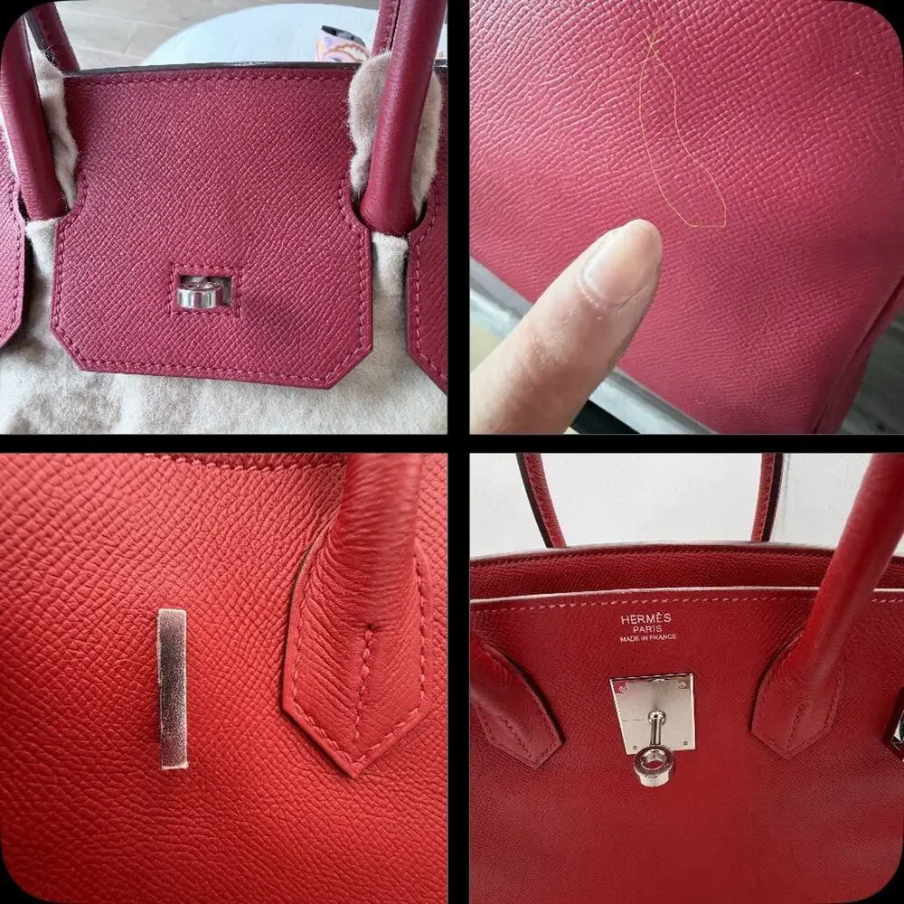 Hermes Birkin 30 Vibrant Red Epsom Palladium PHW Stamp X 2016